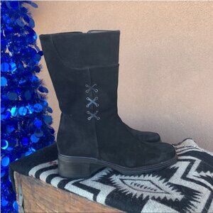 Aquatalia Weatherproof Black Suede Mid Boots